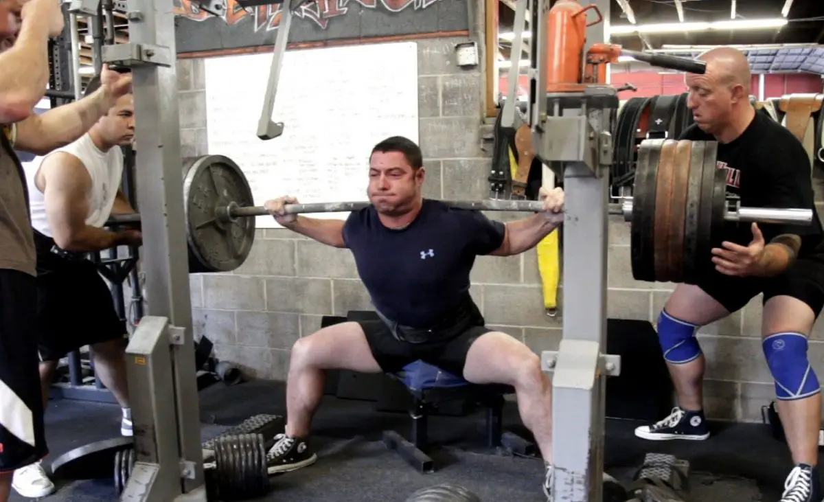 Deadlift Stand Box Squats with Pause