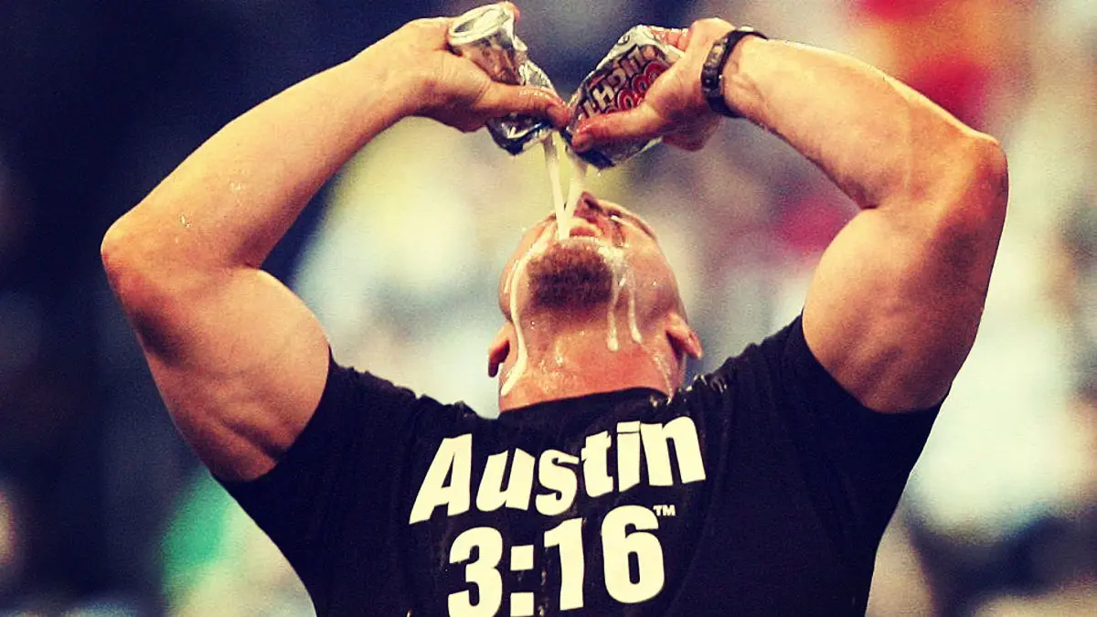 Stone Cold Steve Austin Drinking Beer