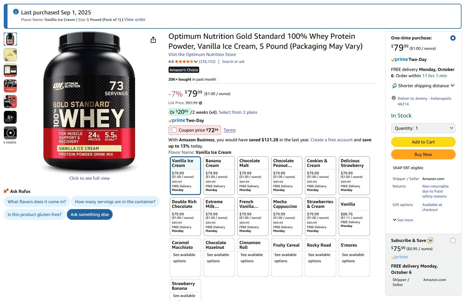 Optimum Nutrition Whey